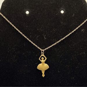 *3/$20* Vintage (inspired?) ballerina ballet dance gold toned necklace